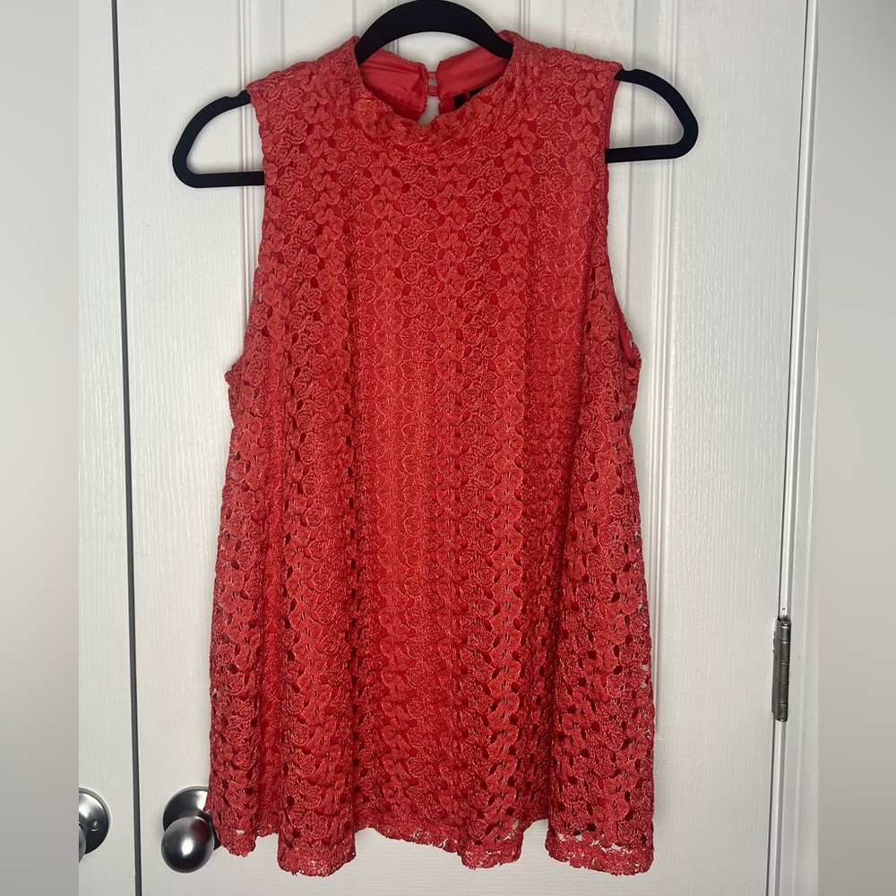 Coral high neck crochet top